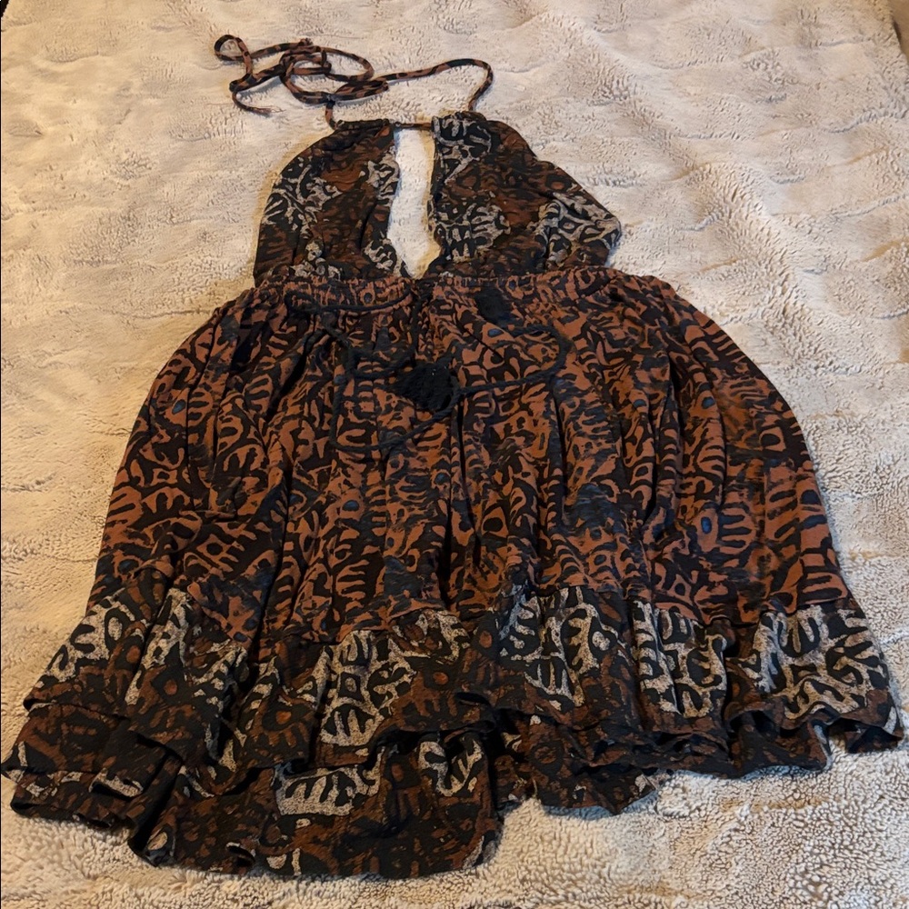 Free People Brown and Black Backless Dress